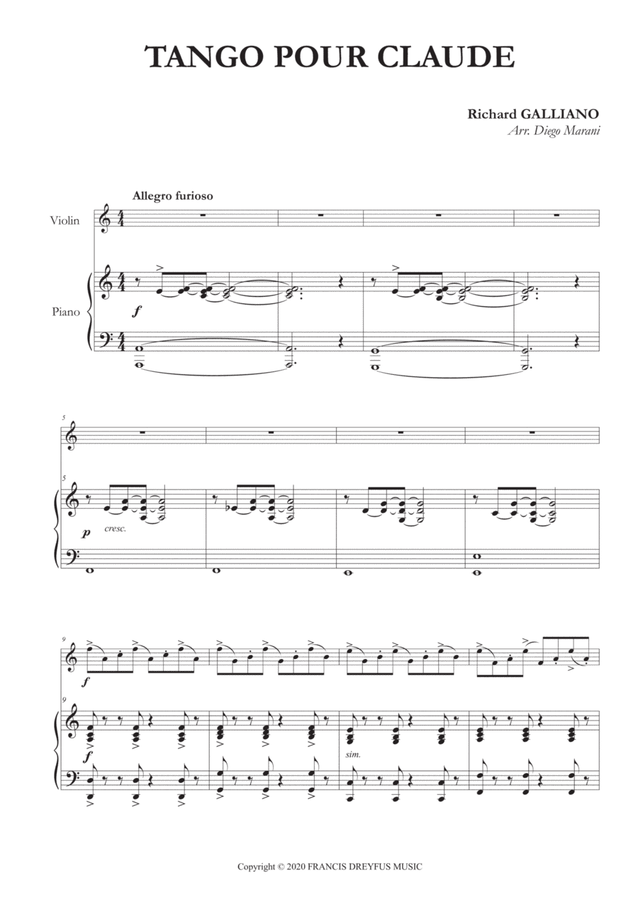 Tango Pour Claude (arr. Diego Marani)