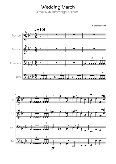 Wedding March - Brass quartet - F.Mendelssohn (arr. Ygor Nunes)