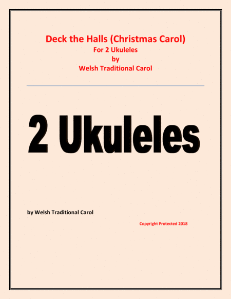 Deck the Halls - Welsh Traditional - Chamber music - String - 2 Ukuleles Easy level (arr. Raymond Fenech)