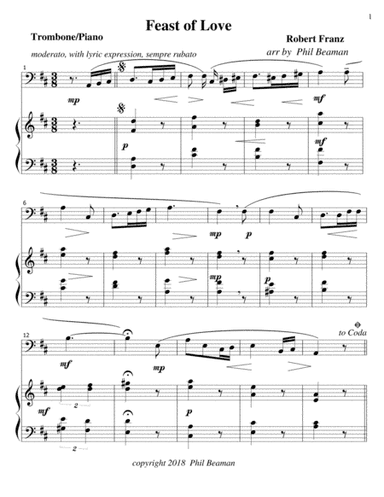 Feast of Love - Trombone/Piano (arr. Phil Beaman)