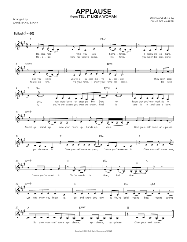 Applause (arr. Christian L. Stahr)