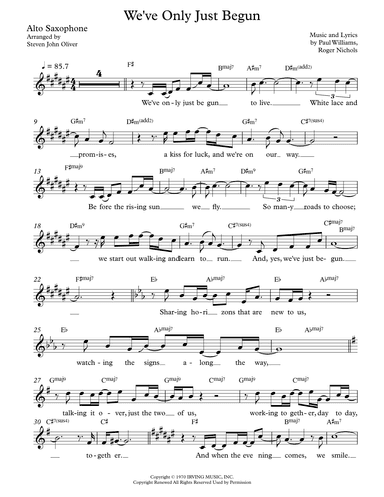 We've Only Just Begun (arr. Steven John Oliver)