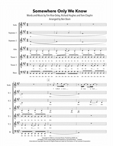 Somewhere Only We Know (arr. Ben Bram)