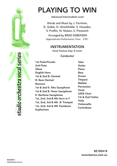 Playing To Win (arr. Brad Esbensen)