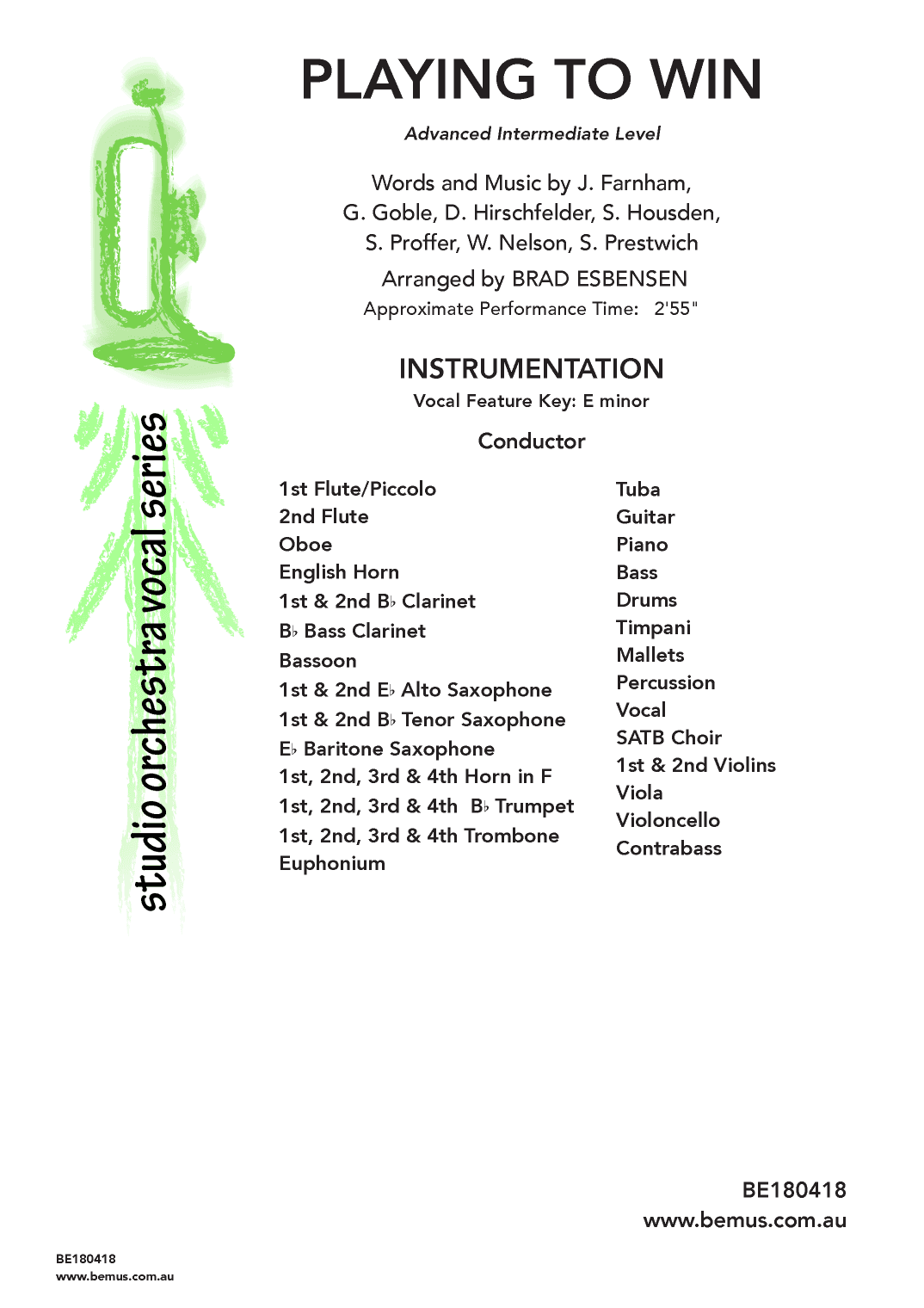 Playing To Win (arr. Brad Esbensen)