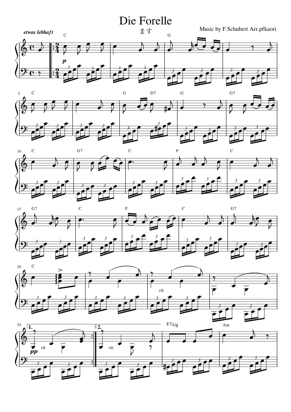 "Die Forelle" Cdur (arr. pfkaori)
