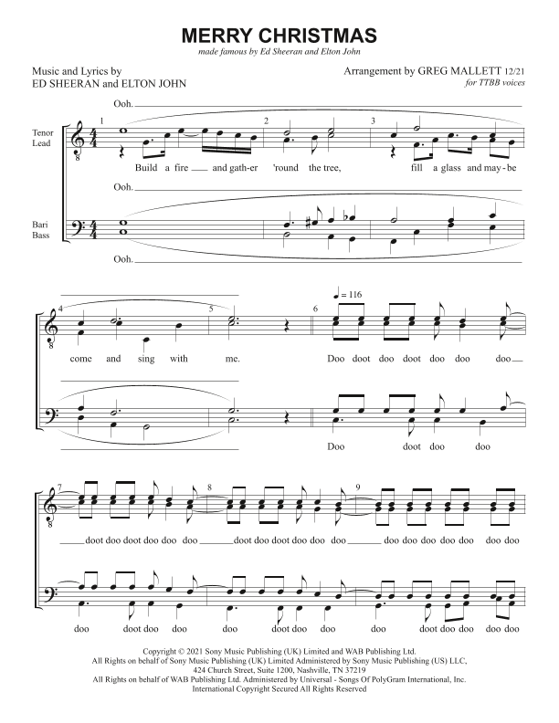 Merry Christmas (arr. Greg Mallett)