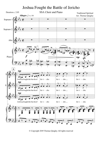 Joshua fought the battle of Jericho (arr. Thomas Quigley)