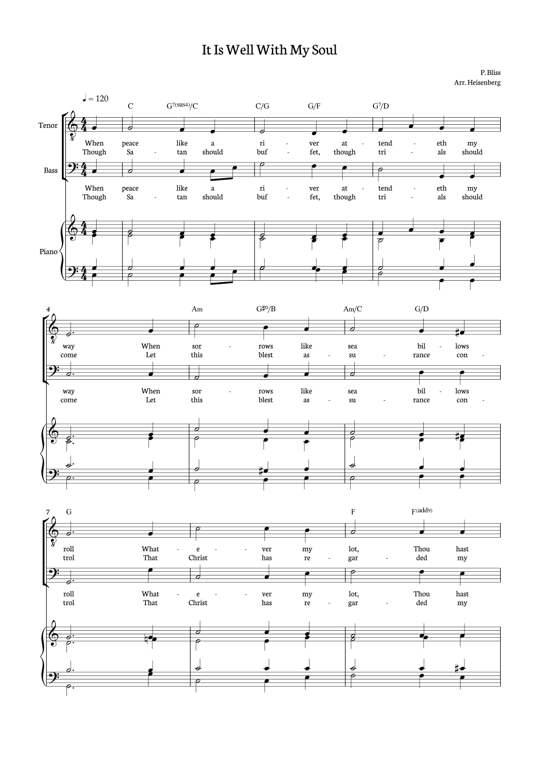It Is Well With My Soul - Choir TB (arr. Heisenberg)