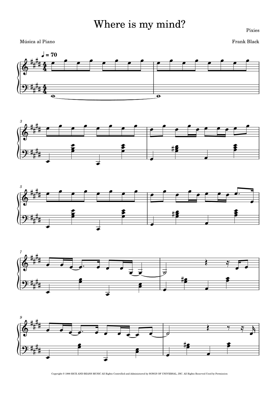 Where Is My Mind? (arr. Música al Piano)
