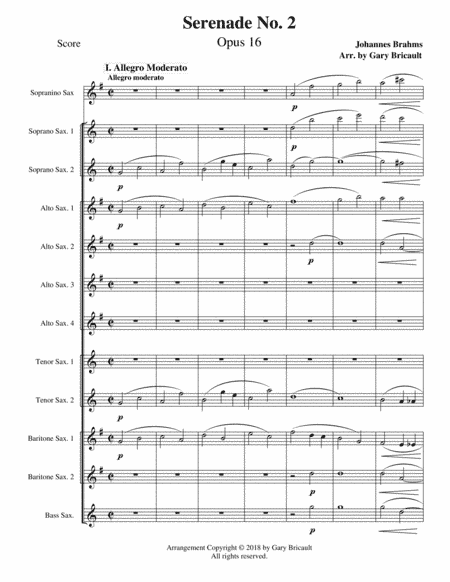 Serenade No. 2 Opus 16 (arr. Gary Bricault)