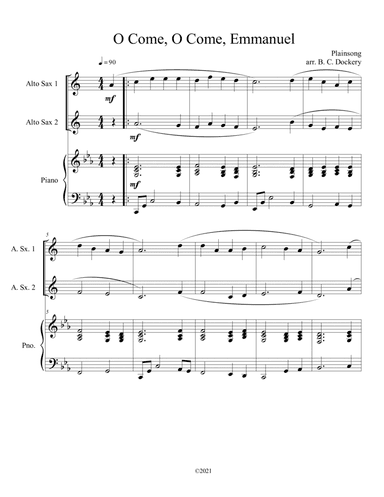 O Come, O Come, Emmanuel (Alto Sax Duet with Piano Accompaniment) (arr. B. C. Dockery)