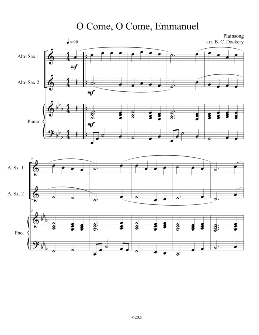 O Come, O Come, Emmanuel (Alto Sax Duet with Piano Accompaniment) (arr. B. C. Dockery)