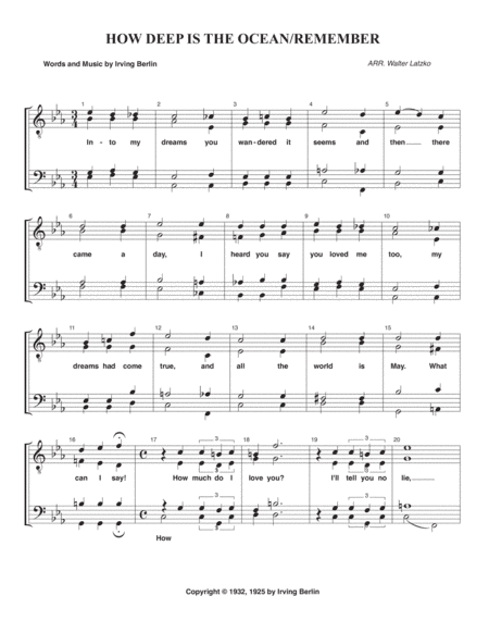 How Deep Is The Ocean (how High Is The Sky) (arr. Walter Latzko)