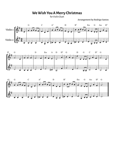We Wish You A Merry Christmas - Violin Duet (arr. Rodrigo Santos)