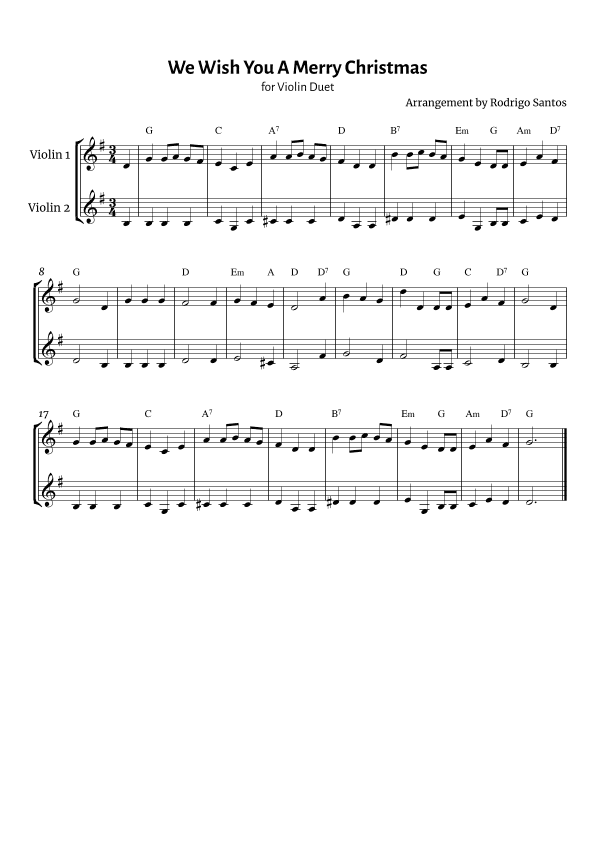 We Wish You A Merry Christmas - Violin Duet (arr. Rodrigo Santos)