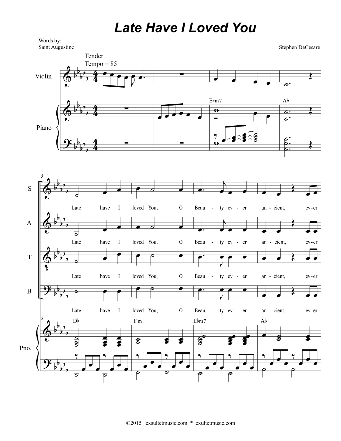 Late Have I Loved You (Solo with SATB)