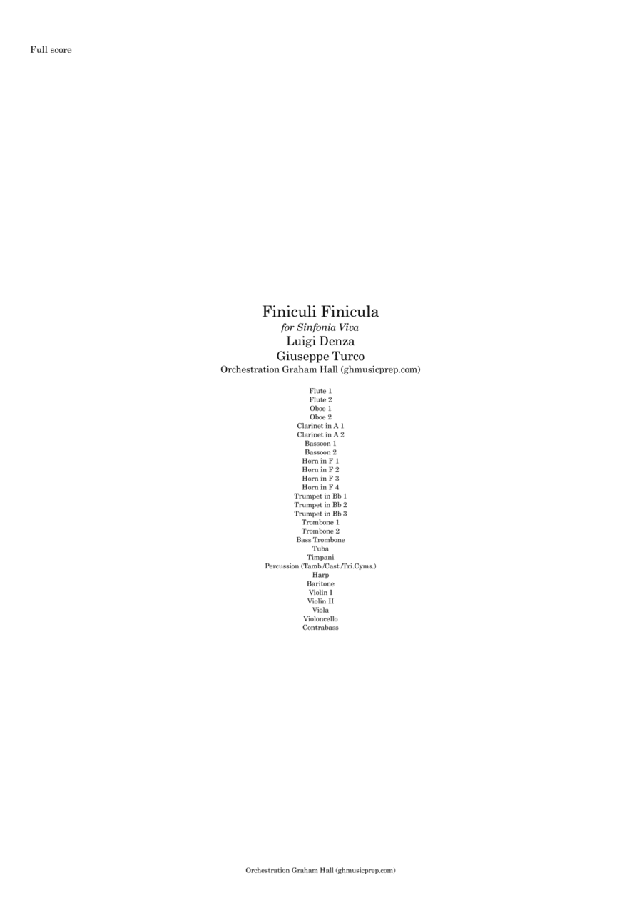 Finiculi Finicula for orchestra & Baritone (for Sinfonia Viva) (arr. Graham Hall (ghmusicprep.com))