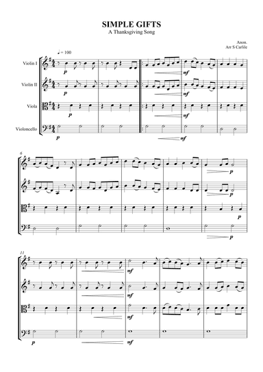 Simple Gifts (A Thanksgiving Song) (arr. SCMusic)