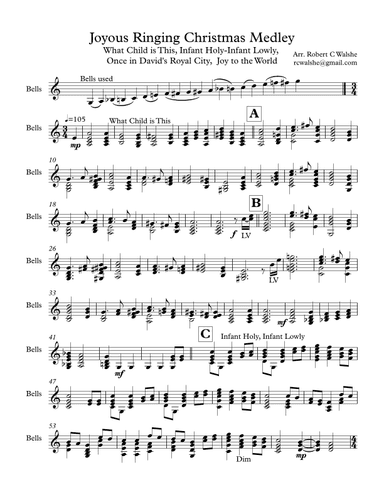 Joyous Ringing Christmas Medley for 2 Octave Handbells (arr. Robert C. Walshe)