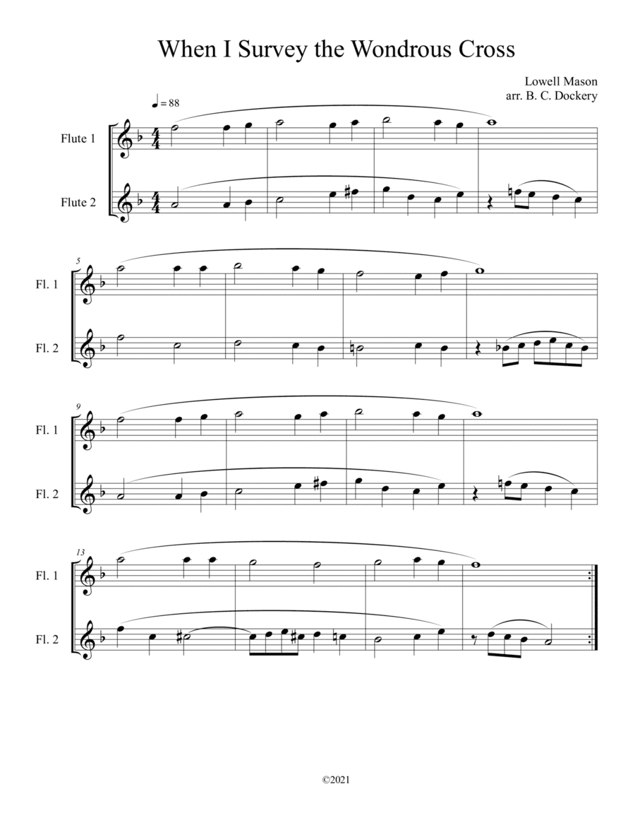When I Survey the Wondrous Cross (Flute Duet) (arr. B. C. Dockery)
