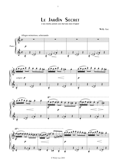 "Le jardin secret" for solo piano