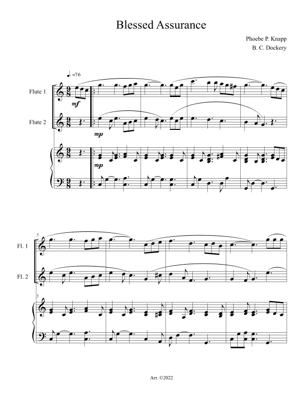 Blessed Assurance (Flute Duet with Piano Accompaniment) (arr. B. C. Dockery)