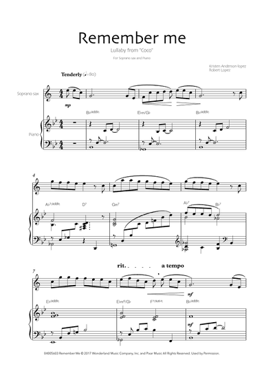 Remember Me (lullaby) (arr. Robin Hood Editions)