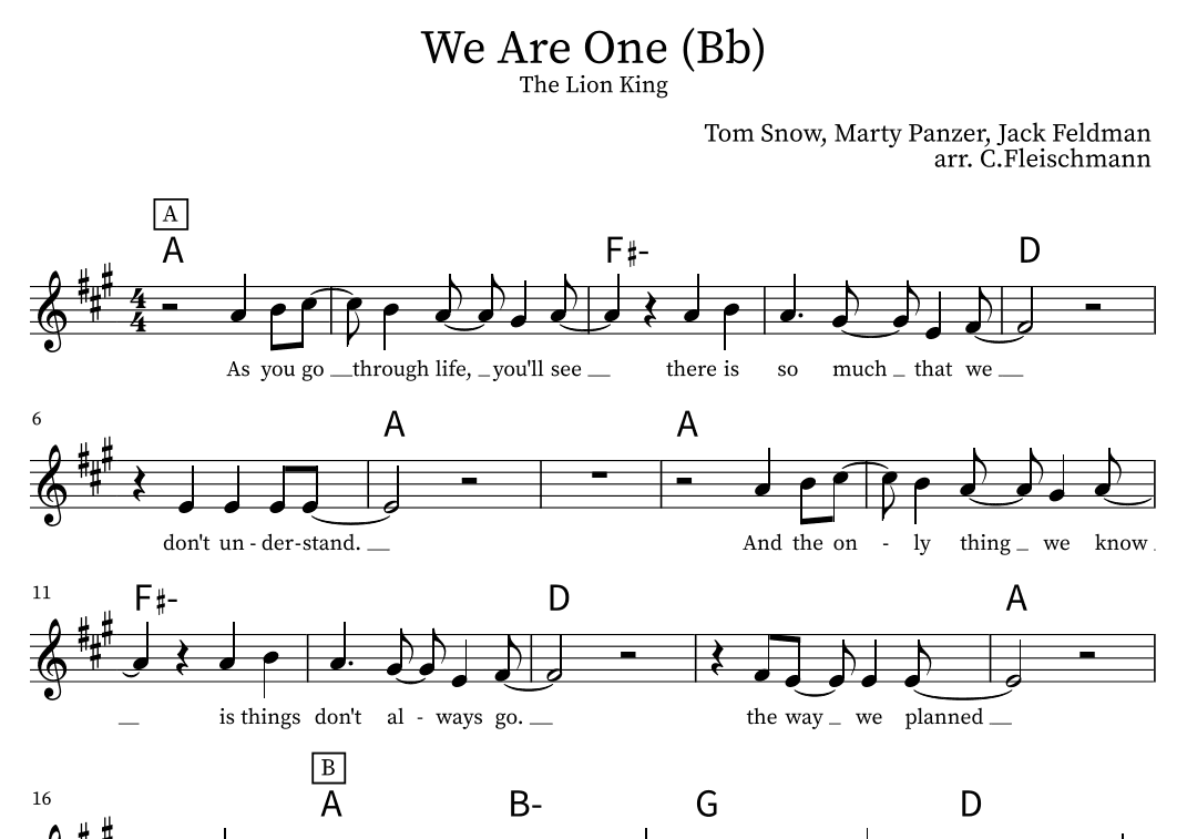 We Are One (arr. Christoph Fleischmann)