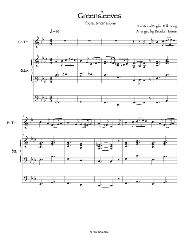 Greensleeves (Theme & Variations) (arr. Brooks Holmes)
