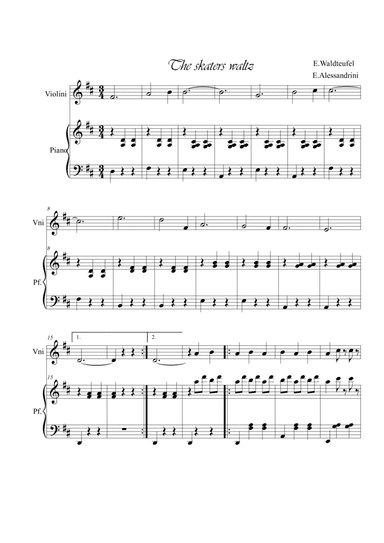 The Skaters waltz. Violin and piano (arr. Ester Alessandrini)