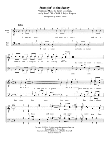 Stompin' At The Savoy (arr. Bob O'Connell)