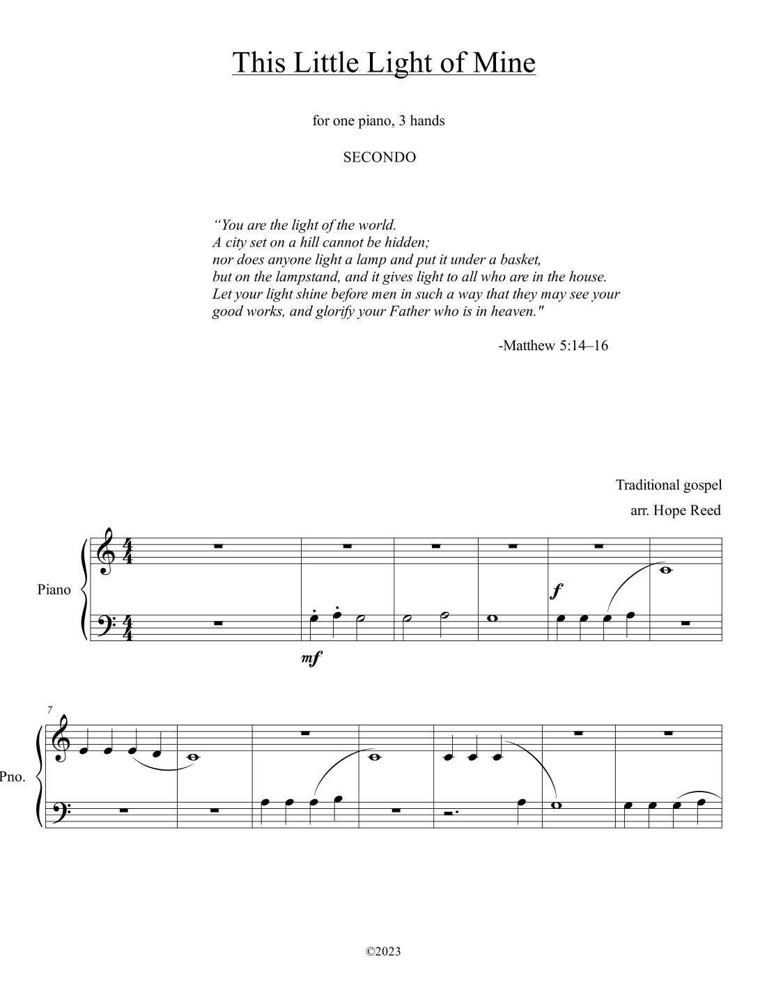 This Little Light of Mine (arr. Hope Reed)