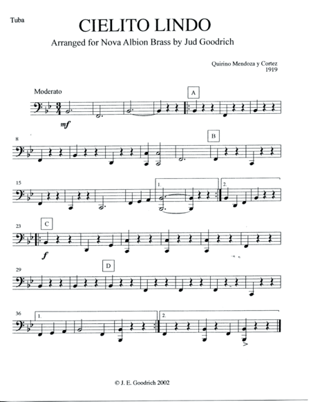 "Cielito Lindo" for brass quintet (arr. Jud Goodrich)