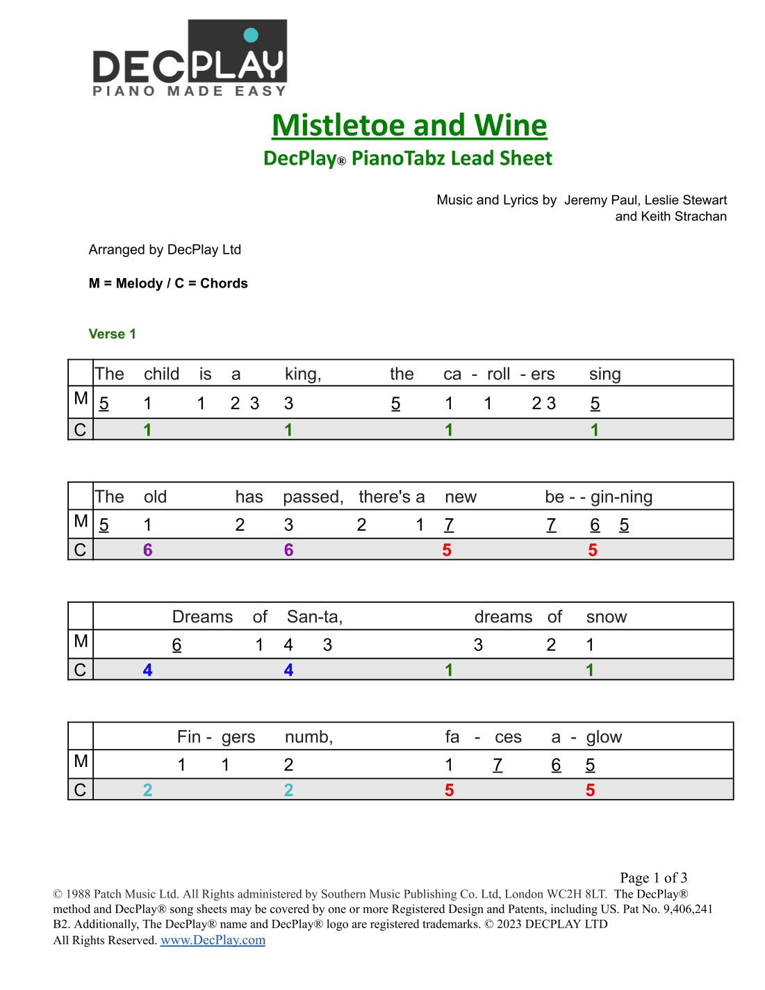 Mistletoe And Wine (arr. DecPlay Ltd)