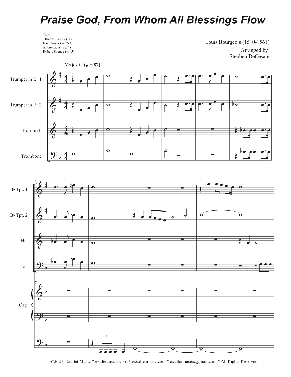 Praise God, From Whom All Blessings Flow (Vocal Quartet - (SATB) (Full Score) - Score Only (arr. Stephen DeCesare)