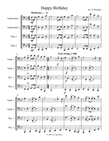 Happy Birthday for Tuba and Euphonium Quartet (arr. Sy Brandon)