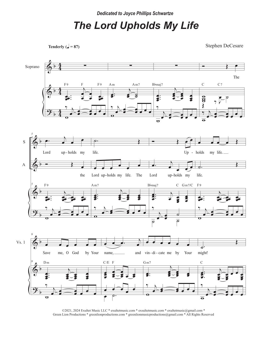 The Lord Upholds My Life (Psalm 54) (2-part choir - (SA)