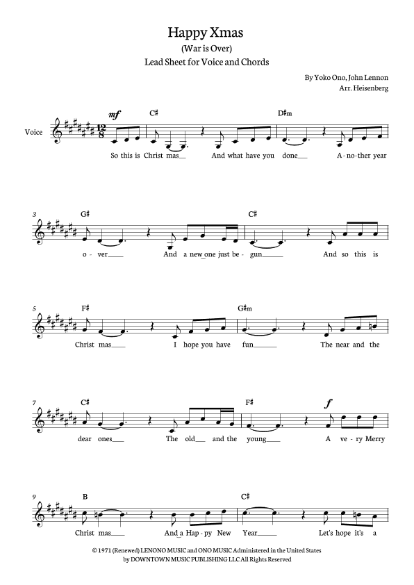 Happy Xmas (war Is Over) (arr. Heisenberg)