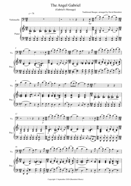 The Angel Gabriel for Cello and Piano (arr. David Burndrett)