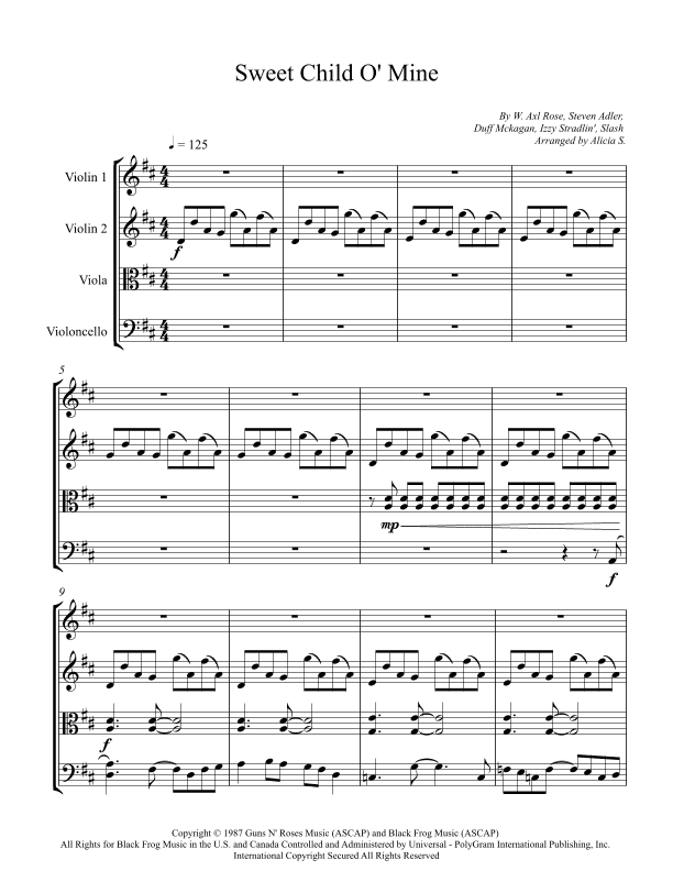 Sweet Child O' Mine (arr. Alicia S.)