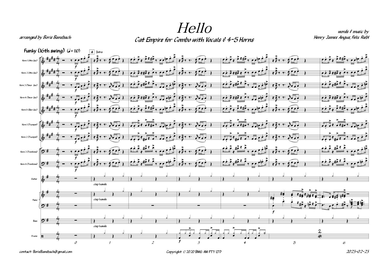 Hello (arr. Boris Bansbach)