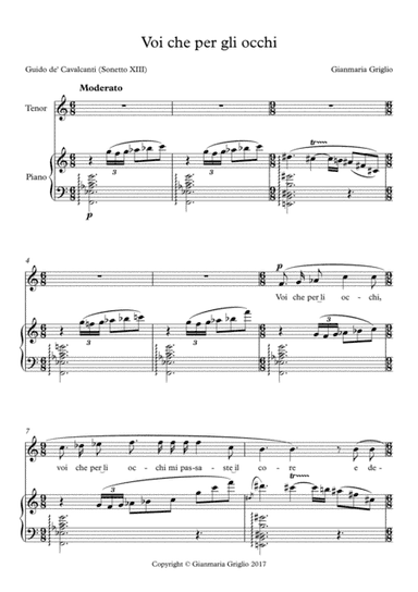 Voi che per gli occhi - for tenor and piano