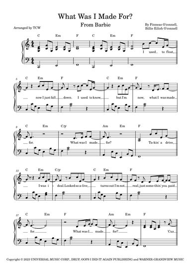 What Was I Made For? (arr. TCW)