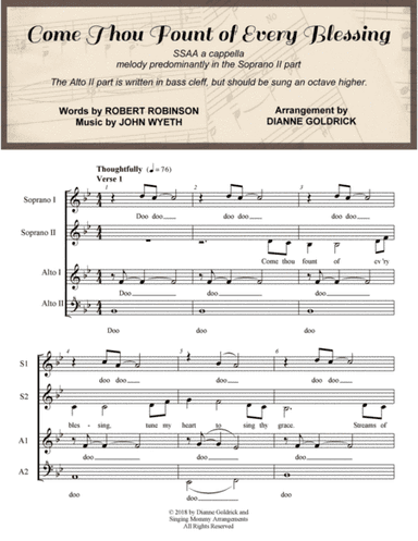 Come Thou Fount of Every Blessing, SSAA a cappella (arr. Dianne Goldrick)