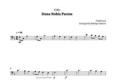 Dona Nobis Pacem - for cello (arr. Rodrigo Faleiros)