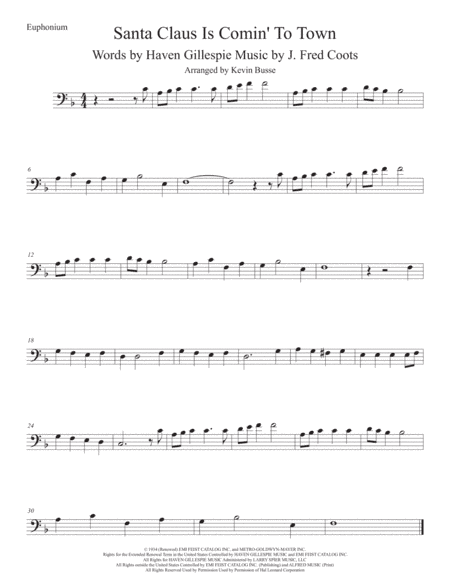 Santa Claus Is Comin' To Town (arr. Kevin Busse)