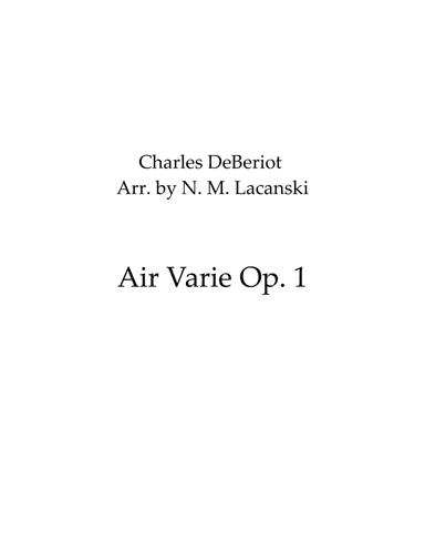 Air Varie Op. 1 (arr. Nick Lacanski)