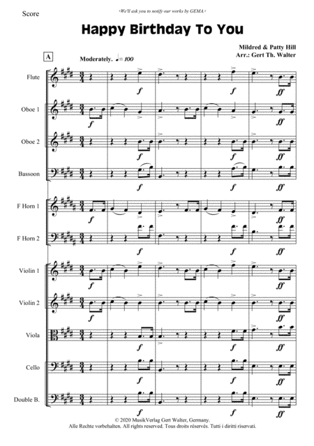 Happy Birthday To You (arr. Gert Th. Walter)