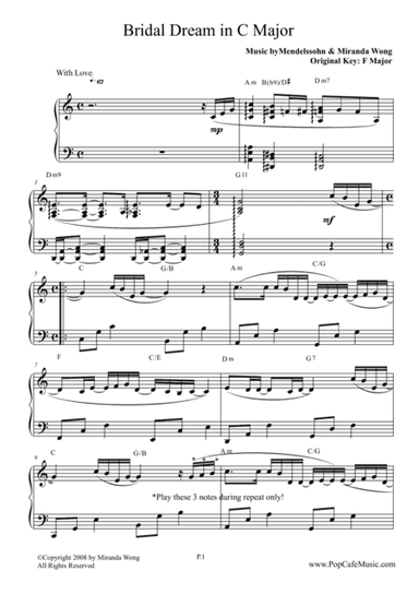 Bridal Dream in C Key - Wedding Piano Music by Miranda Wong